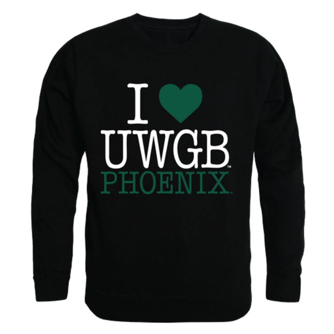 I Love UWGB University of Wisconsin-Green Bay Phoenix Crewneck Pullover Sweatshirt Sweater