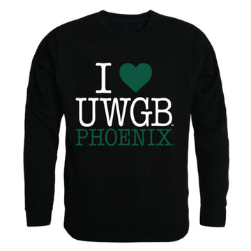 I Love UWGB University of Wisconsin-Green Bay Phoenix Crewneck Pullover Sweatshirt Sweater