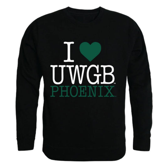 I Love UWGB University of Wisconsin-Green Bay Phoenix Crewneck Pullover Sweatshirt Sweater