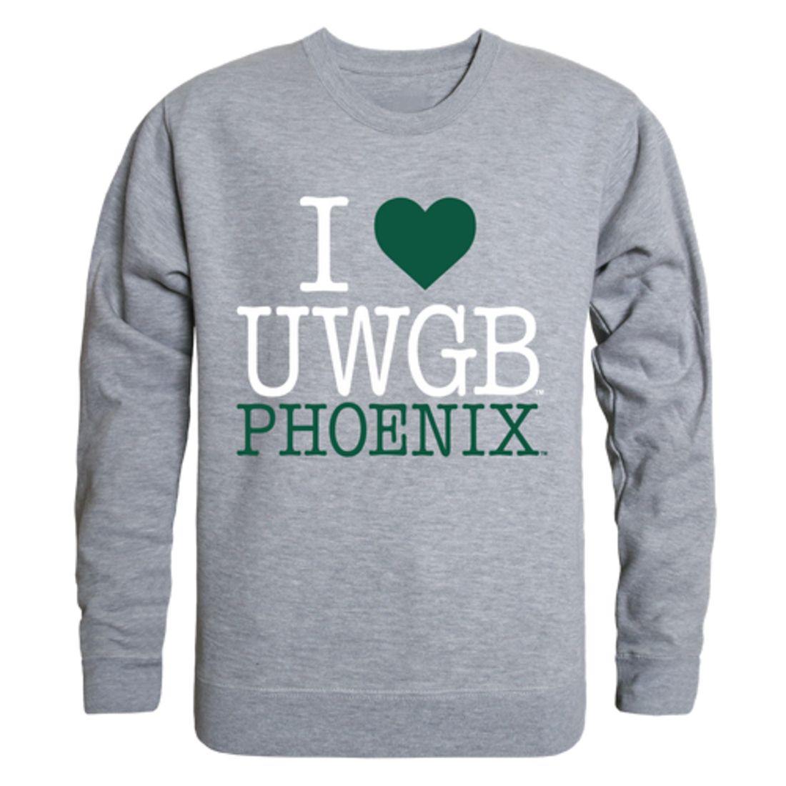 I Love UWGB University of Wisconsin-Green Bay Phoenix Crewneck Pullover Sweatshirt Sweater