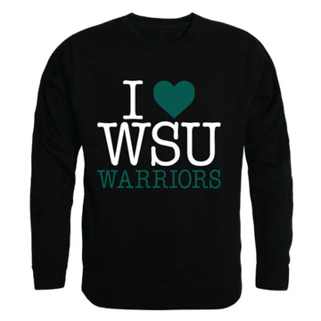 I Love Wayne State University Warriors Crewneck Pullover Sweatshirt Sweater