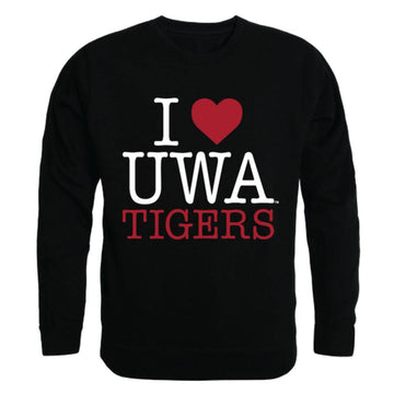 I Love UWA University of West Alabama Tigers Crewneck Pullover Sweatshirt Sweater