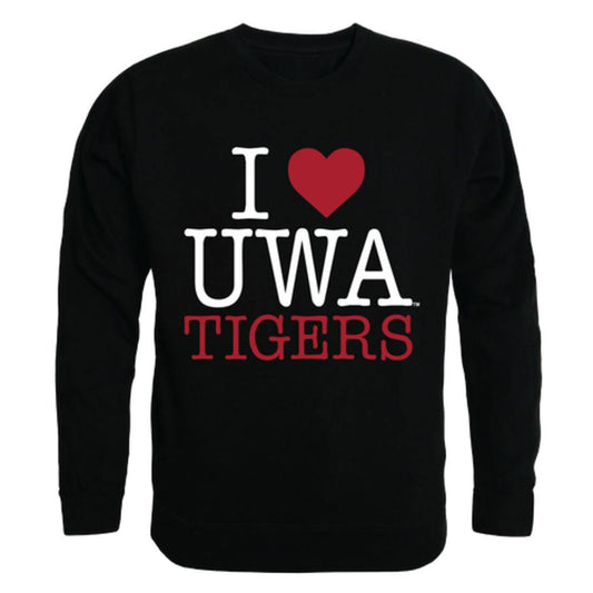 I Love UWA University of West Alabama Tigers Crewneck Pullover Sweatshirt Sweater