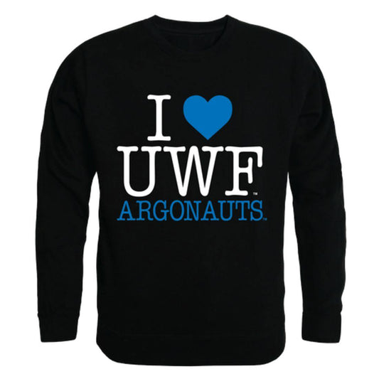 I Love UWF University of West Florida Argonauts Crewneck Pullover Sweatshirt Sweater