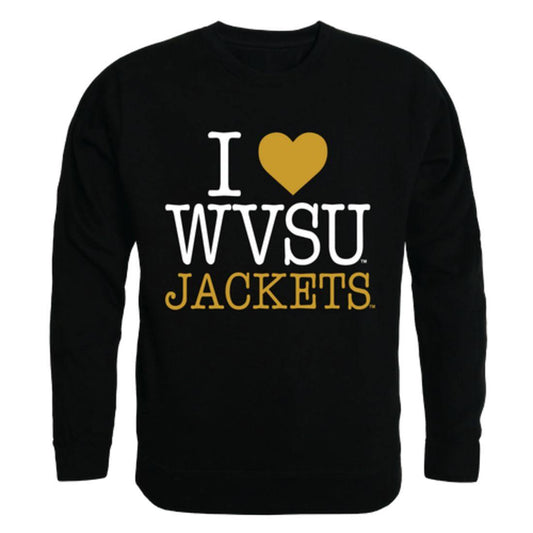 I Love WVSU West Virginia State University Yellow Jackets Crewneck Pullover Sweatshirt Sweater