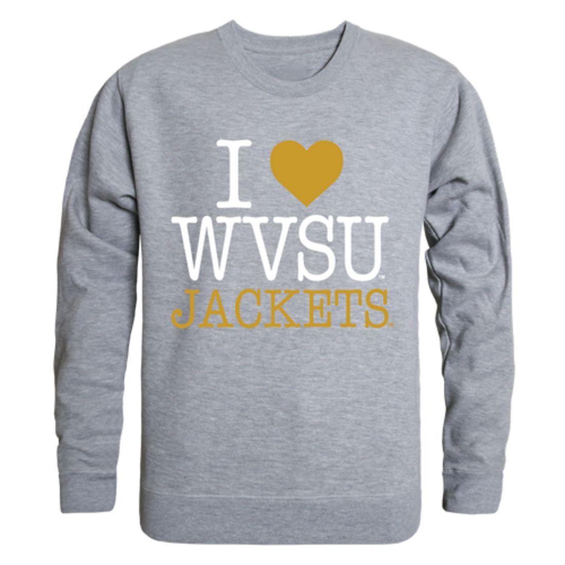 I Love WVSU West Virginia State University Yellow Jackets Crewneck Pullover Sweatshirt Sweater