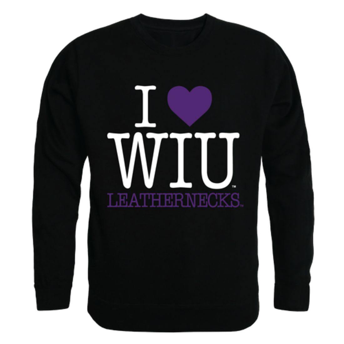 I Love WIU Western Illinois University Leathernecks Crewneck Pullover Sweatshirt Sweater