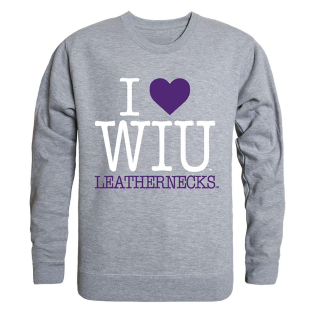 I Love WIU Western Illinois University Leathernecks Crewneck Pullover Sweatshirt Sweater