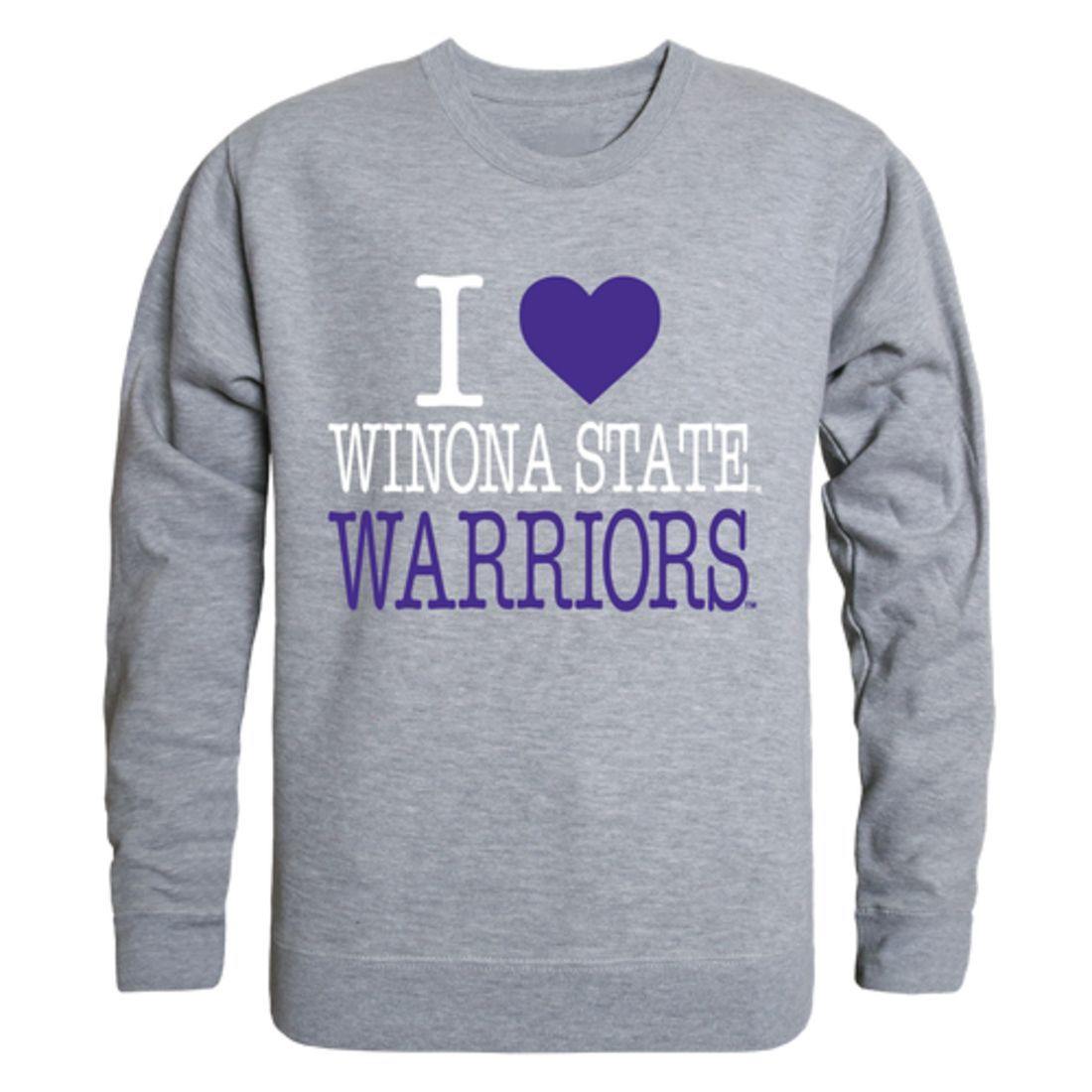 I Love Winona State University Warriors Crewneck Pullover Sweatshirt Sweater