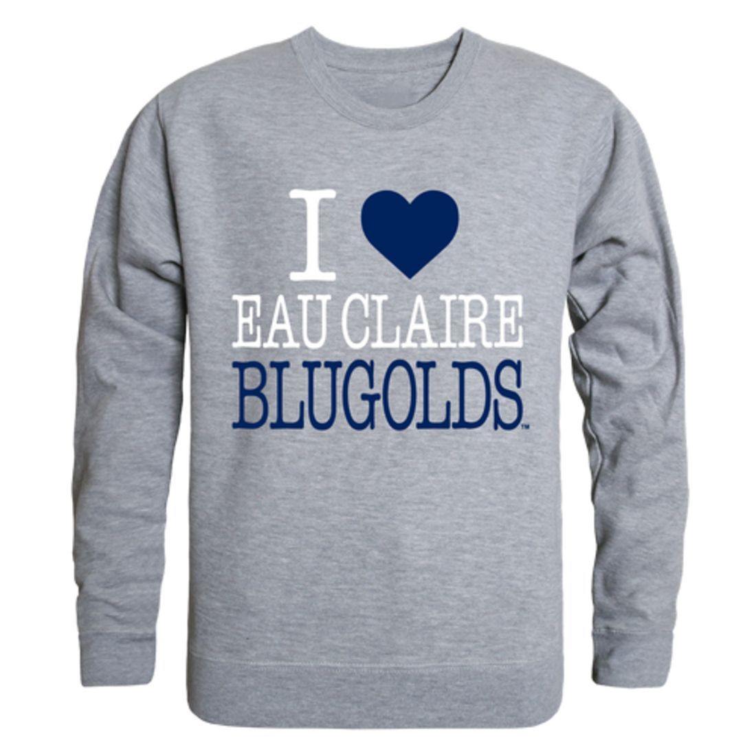 I Love UWEC University of Wisconsin-Eau Claire Blugolds Crewneck Pullover Sweatshirt Sweater