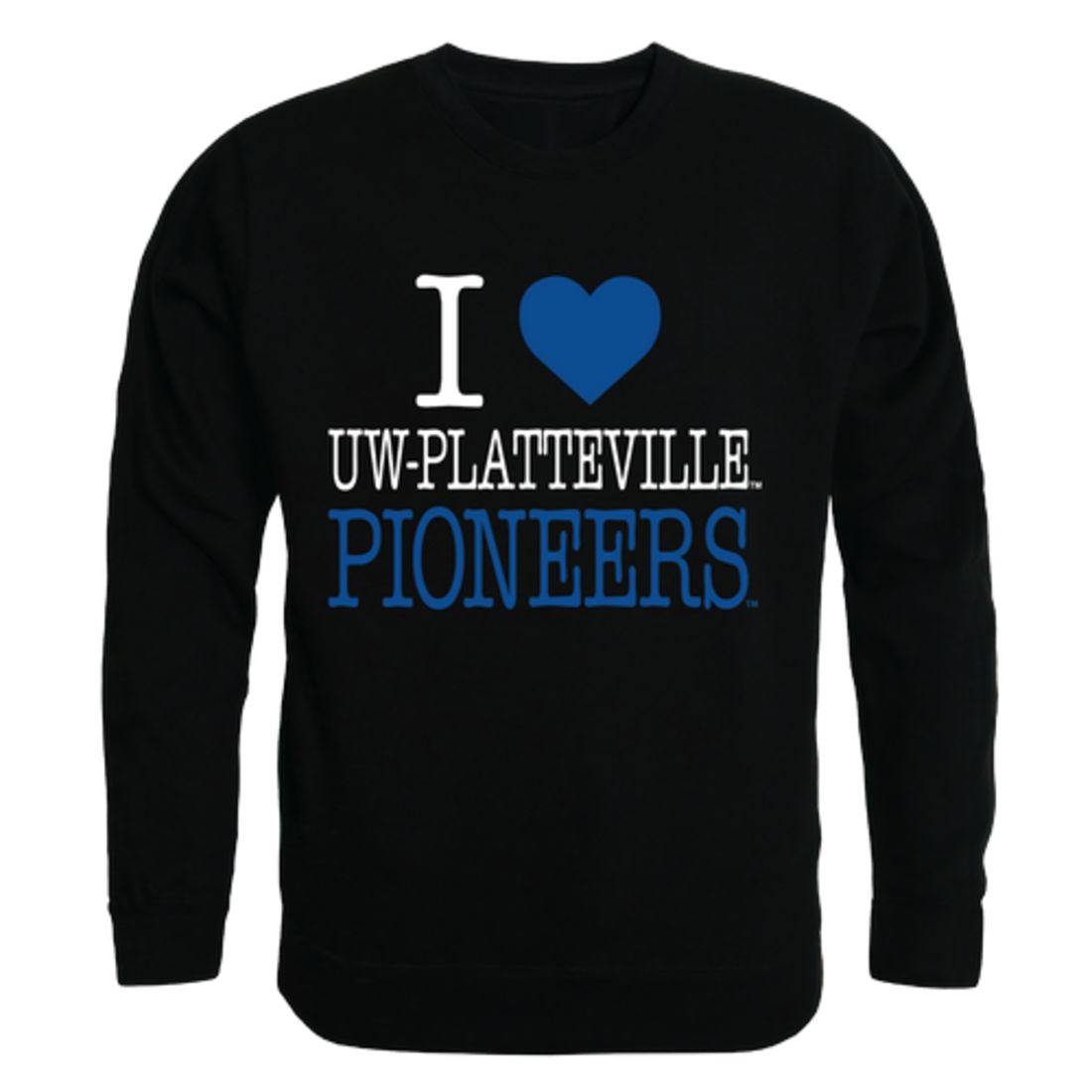 I Love UW University of Wisconsin Platteville Pioneers Crewneck Pullover Sweatshirt Sweater
