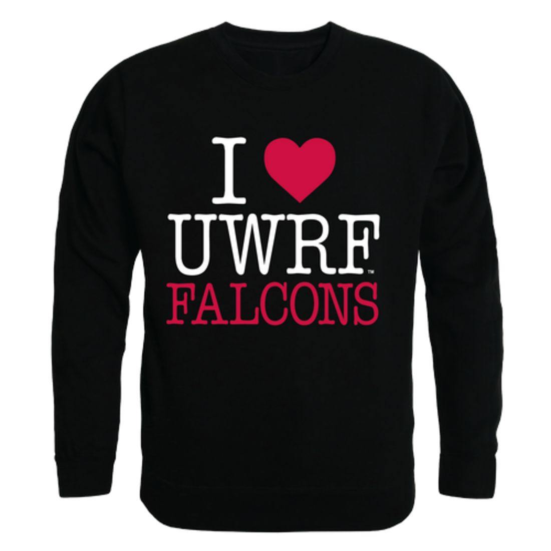 I Love UWRF University of Wisconsin River Falls Falcons Crewneck Pullover Sweatshirt Sweater