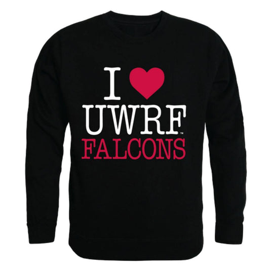 I Love UWRF University of Wisconsin River Falls Falcons Crewneck Pullover Sweatshirt Sweater