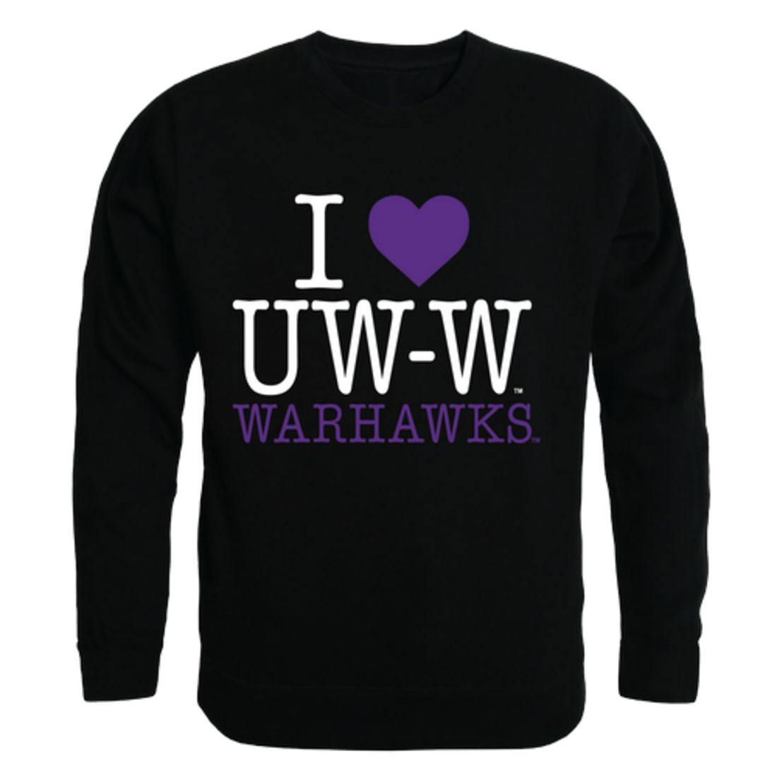 I Love UWW University of Wisconsin water Warhawks Crewneck Pullover Sweatshirt Sweater