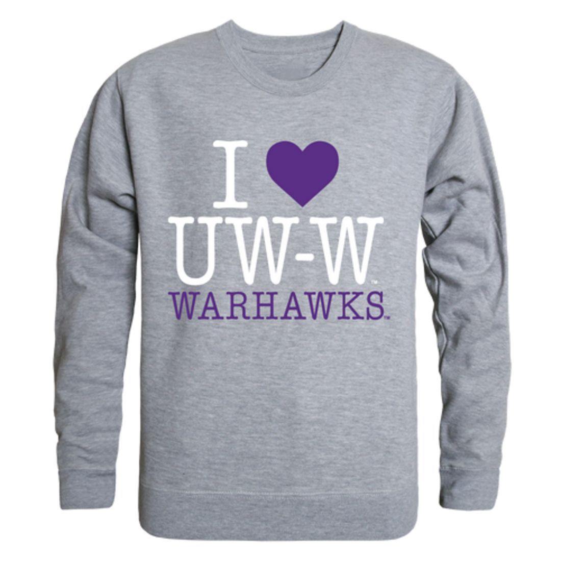 I Love UWW University of Wisconsin water Warhawks Crewneck Pullover Sweatshirt Sweater