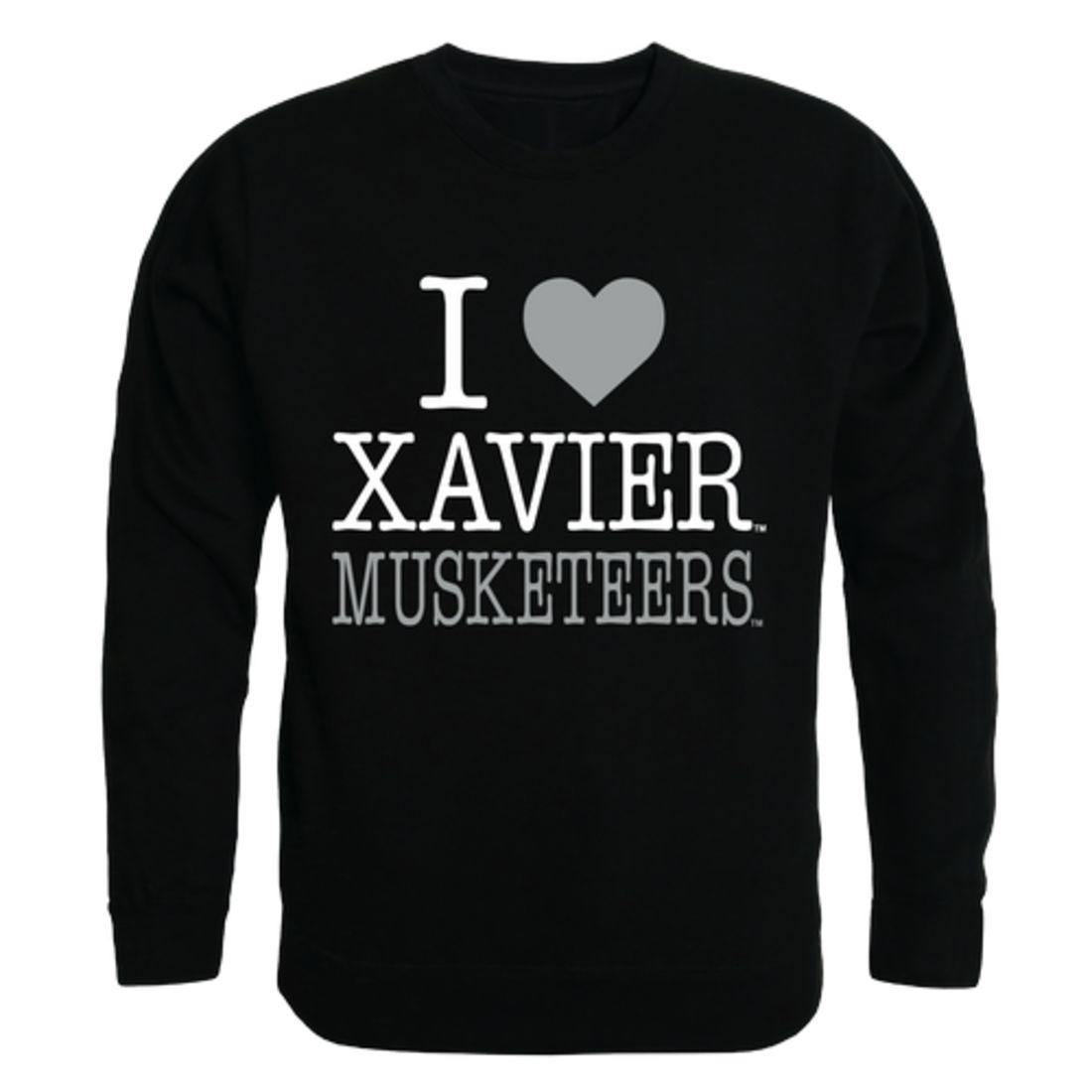 I Love Xavier University Musketeers Crewneck Pullover Sweatshirt Sweater