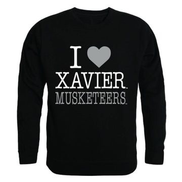 I Love Xavier University Musketeers Crewneck Pullover Sweatshirt Sweater