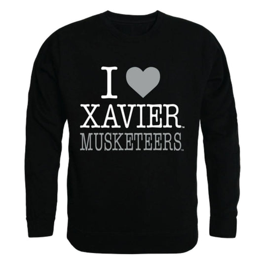 I Love Xavier University Musketeers Crewneck Pullover Sweatshirt Sweater