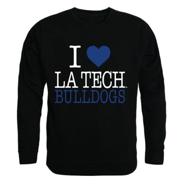 I Love Louisiana Tech University Bulldogs Crewneck Pullover Sweatshirt Sweater