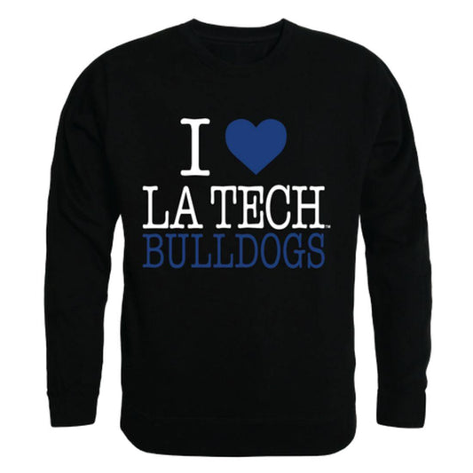 I Love Louisiana Tech University Bulldogs Crewneck Pullover Sweatshirt Sweater