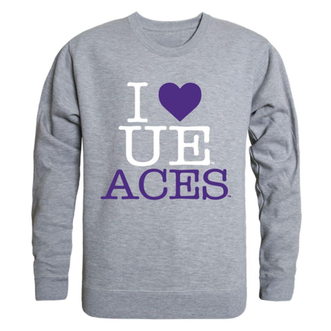 I Love University of Evansville Purple Aces Crewneck Pullover Sweatshirt Sweater