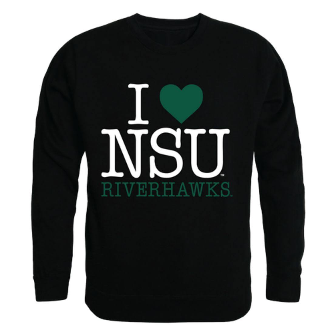 I Love NSU Northeastern State University RiverHawks Crewneck Pullover Sweatshirt Sweater