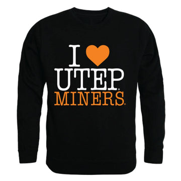 I Love UTEP University of Texas at El Paso Miners Crewneck Pullover Sweatshirt Sweater