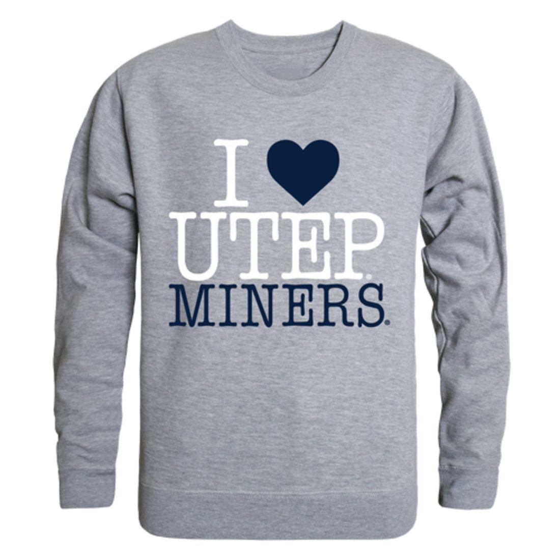 I Love UTEP University of Texas at El Paso Miners Crewneck Pullover Sweatshirt Sweater