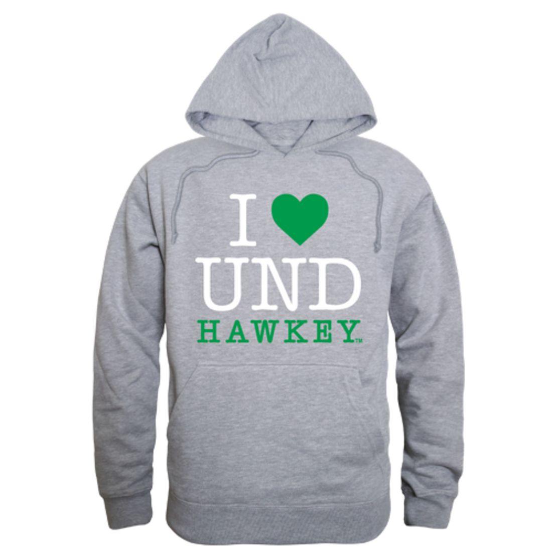 I Love UND University of North Dakota Fighting Hawks Hoodie Sweatshirt