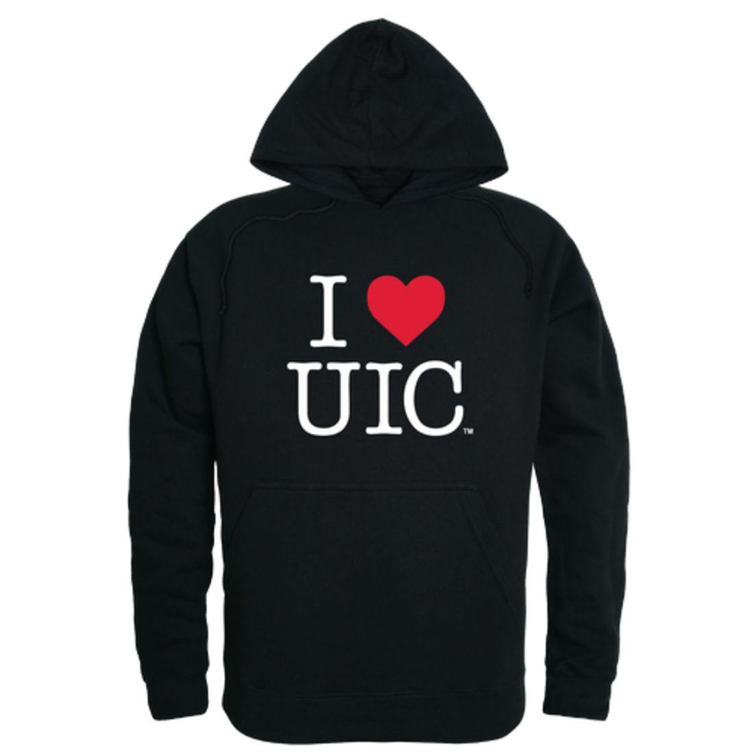 I Love UIC University of Illinois at Chicago Flames Hoodie Sweatshirt