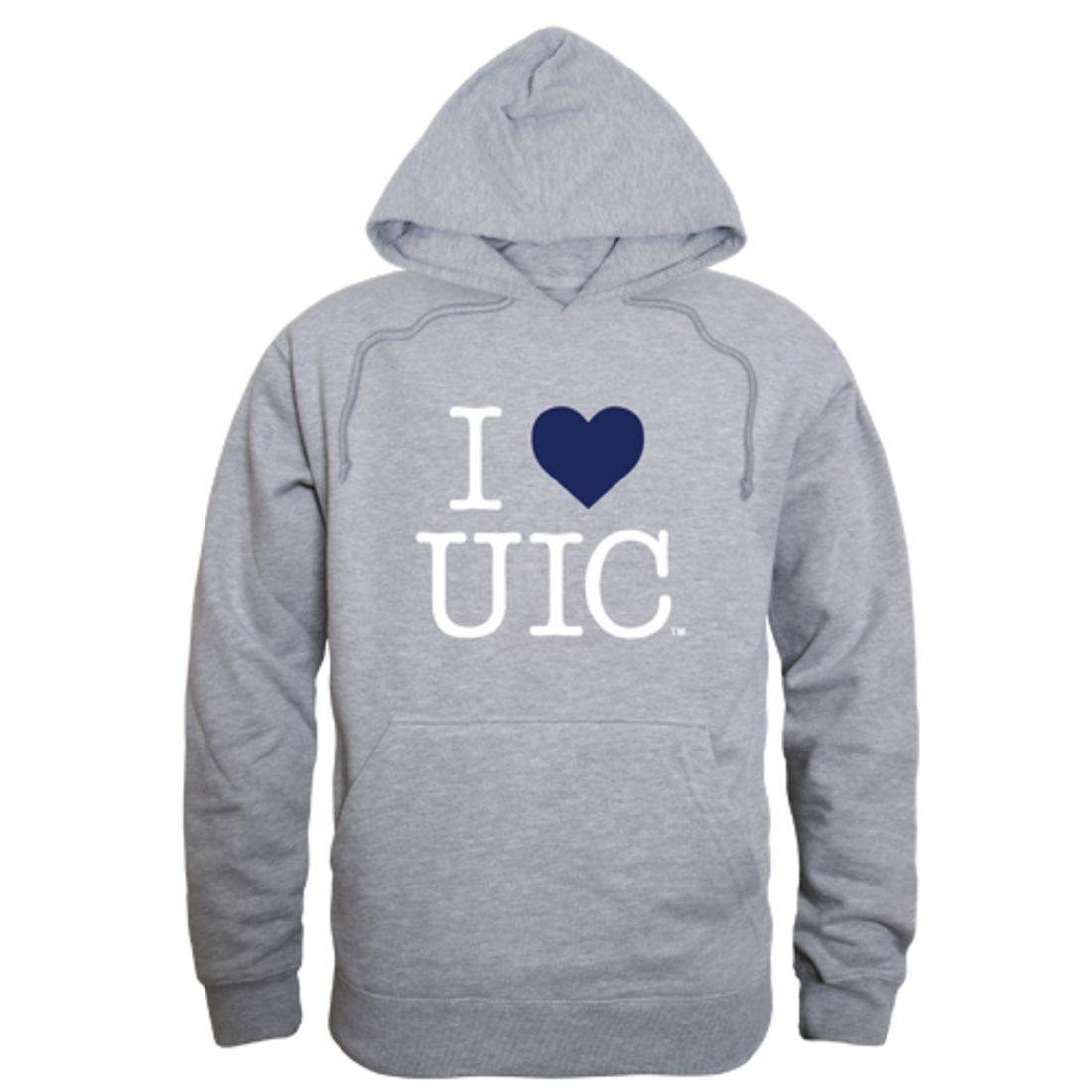 I Love UIC University of Illinois at Chicago Flames Hoodie Sweatshirt