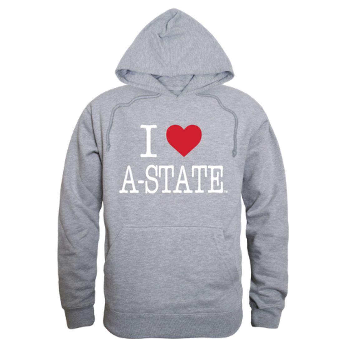 I Love Arkansas State University A-State Red Wolves Hoodie Sweatshirt