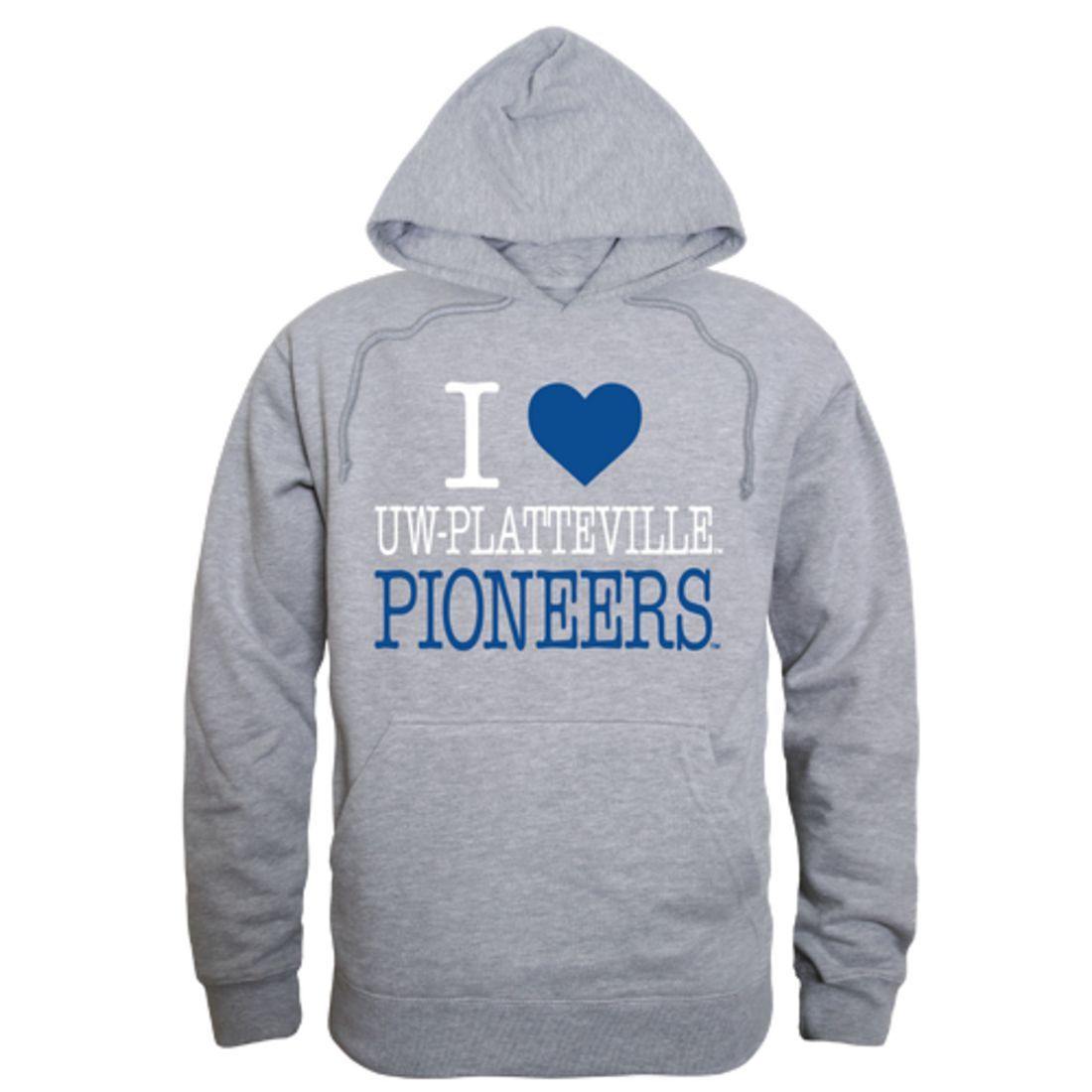 I Love UW University of Wisconsin Platteville Pioneers Hoodie Sweatshirt