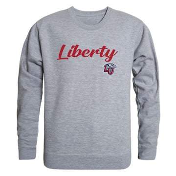 Liberty University Flames Script Crewneck Pullover Sweatshirt Sweater Heather Grey