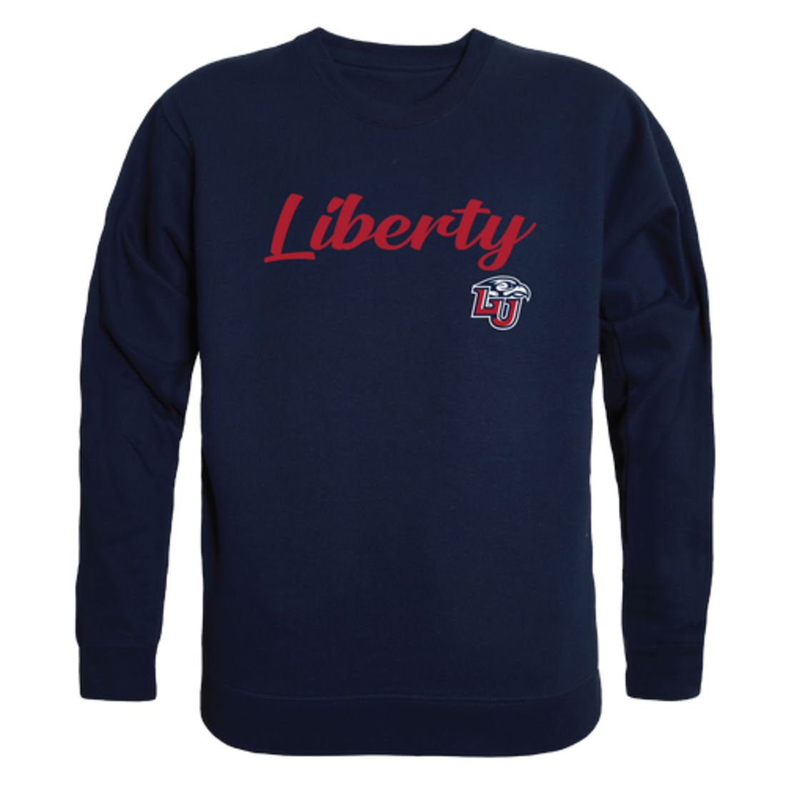 Liberty University Flames Script Crewneck Pullover Sweatshirt Sweater Heather Grey