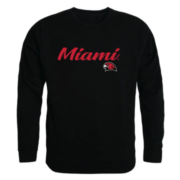 Miami University RedHawks Script Crewneck Pullover Sweatshirt Sweater Black