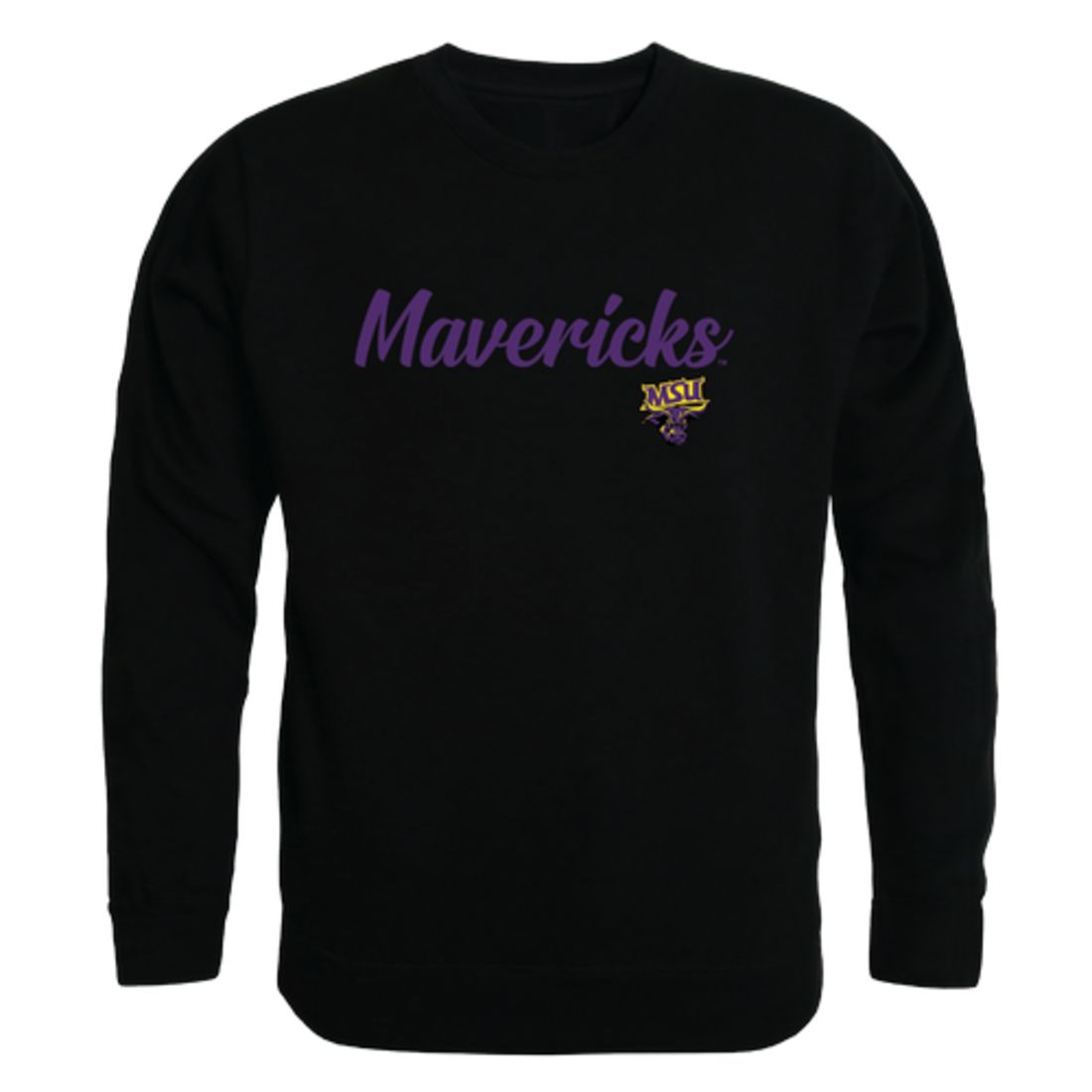 MNSU Minnesota State University Mankato Mavericks Script Crewneck Pullover Sweatshirt Sweater Black