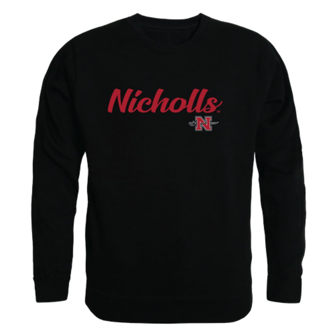 Nicholls State University Colonels Script Crewneck Pullover Sweatshirt Sweater Black
