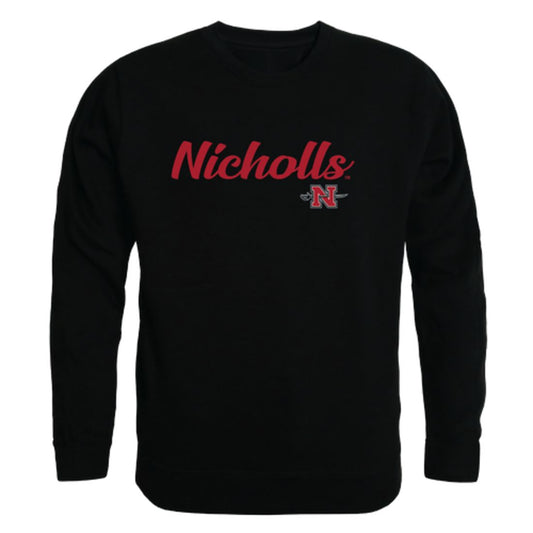 Nicholls State University Colonels Script Crewneck Pullover Sweatshirt Sweater Black