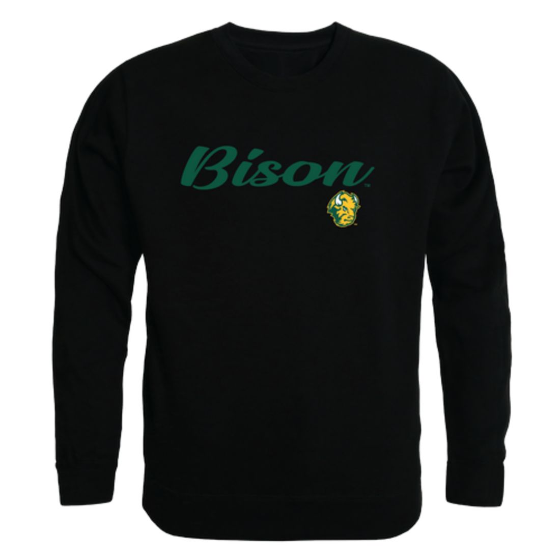 NDSU North Dakota State University Bison Thundering Herd Script Crewneck Pullover Sweatshirt Sweater Black