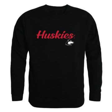 NIU Northern Illinois University Huskies Script Crewneck Pullover Sweatshirt Sweater Black