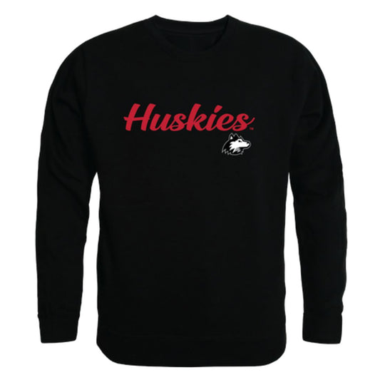 NIU Northern Illinois University Huskies Script Crewneck Pullover Sweatshirt Sweater Black