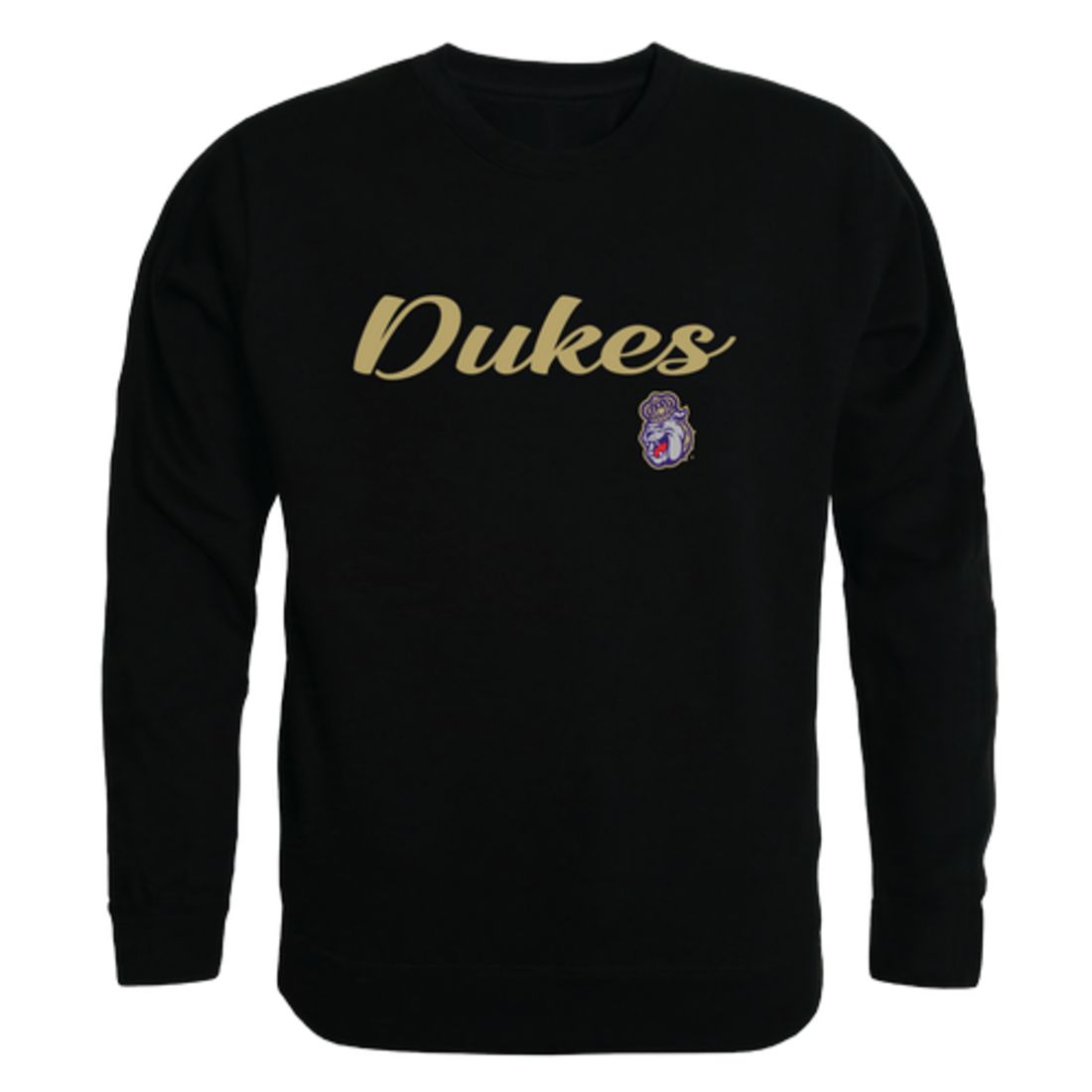 JMU James Madison University Dukes Script Crewneck Pullover Sweatshirt Sweater Black