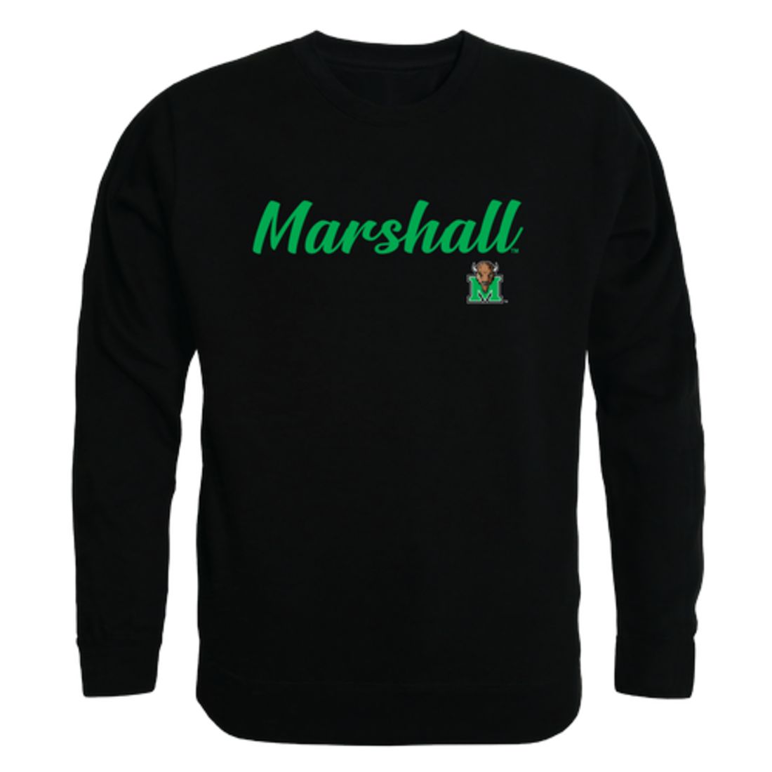 Marshall University Thundering Herd Script Crewneck Pullover Sweatshirt Sweater Black