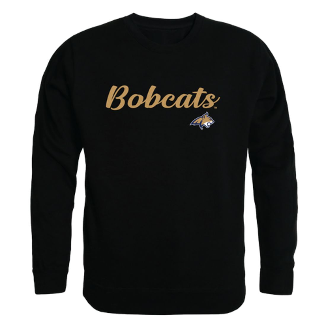 Montana State University Bobcats Script Crewneck Pullover Sweatshirt Sweater Black