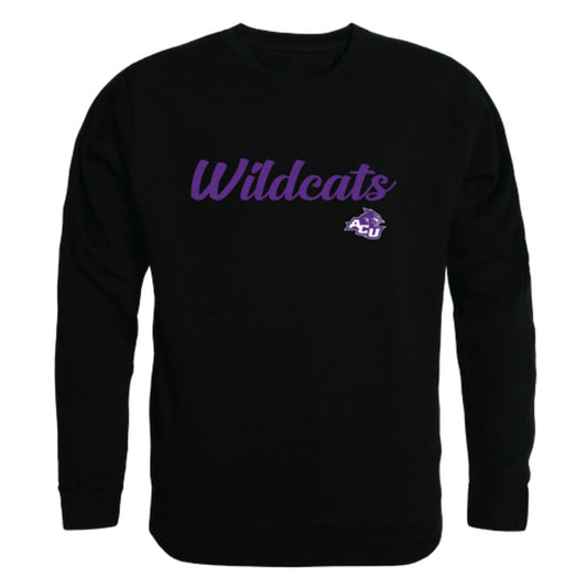 ACU Abilene Christian University Wildcats Script Crewneck Pullover Sweatshirt Sweater Black