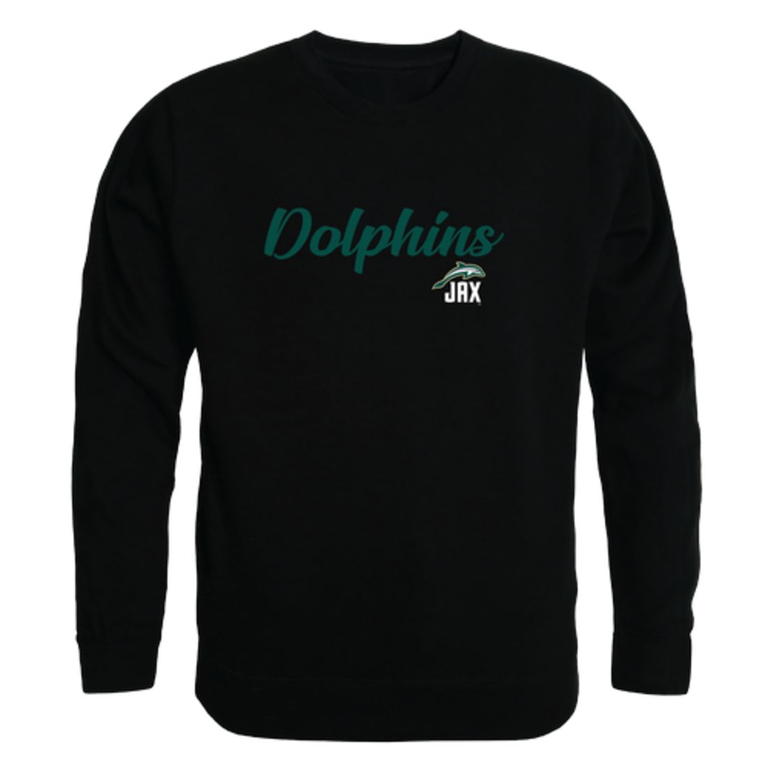 JU Jacksonville University Dolphin Script Crewneck Pullover Sweatshirt Sweater Black