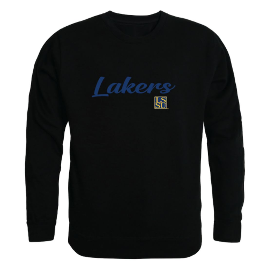 LSSU Lake Superior State University Lakers Script Crewneck Pullover Sweatshirt Sweater Black