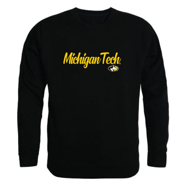 Michigan Technological University Huskies Script Crewneck Pullover Sweatshirt Sweater Black