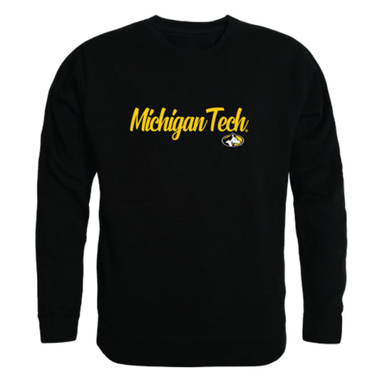 Michigan Technological University Huskies Script Crewneck Pullover Sweatshirt Sweater Black